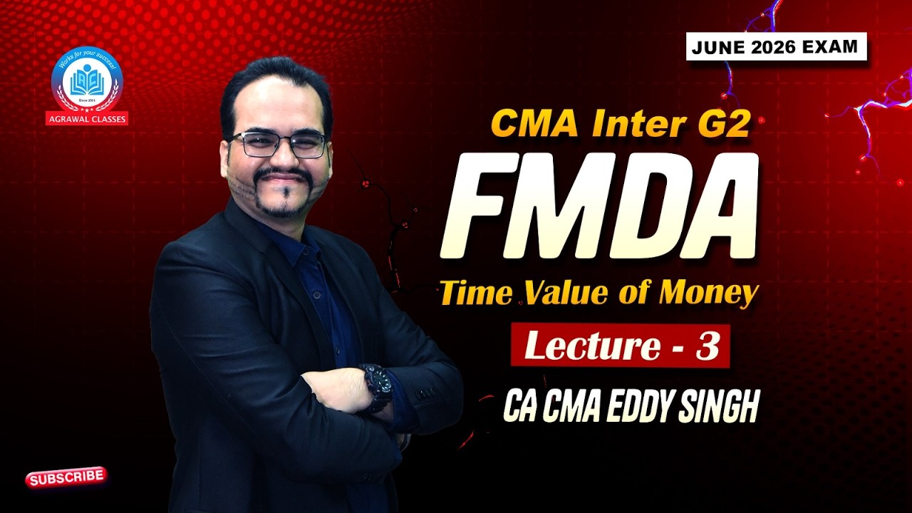CMA Inter | Jun 26 | FMDA | Lecture 3 | Time Value of Money | By CA CMA Eddy Singh | Agrawal Classes