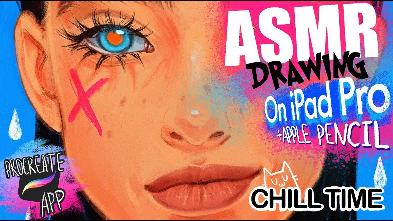 ASMR drawing. ATTENTION! Natural sounds! Bluesssatan. IPAD PRO + Procreate.