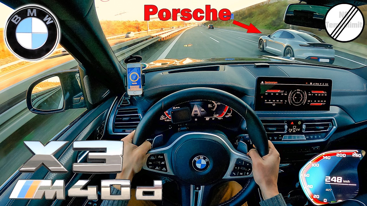 2024 BMW X3 M40d G01 Максимальная скорость Немецкий автобан POV