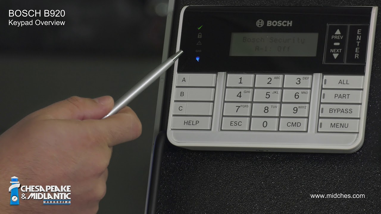 Bosch B920 Keypad Overview