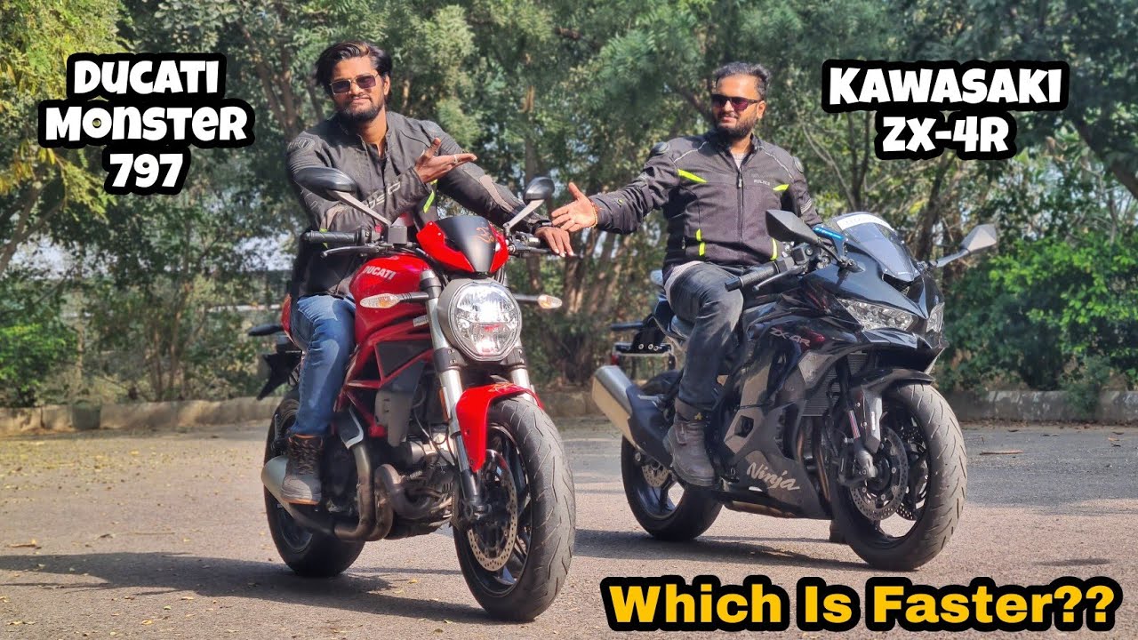 Kawasaki Zx-4R Vs Ducati Monster 797 | Drag Race | First On YouTube!!