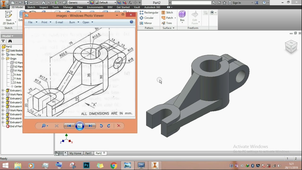 TUTORIAL MENGGAMBAR PART - AUTODESK INVENTOR