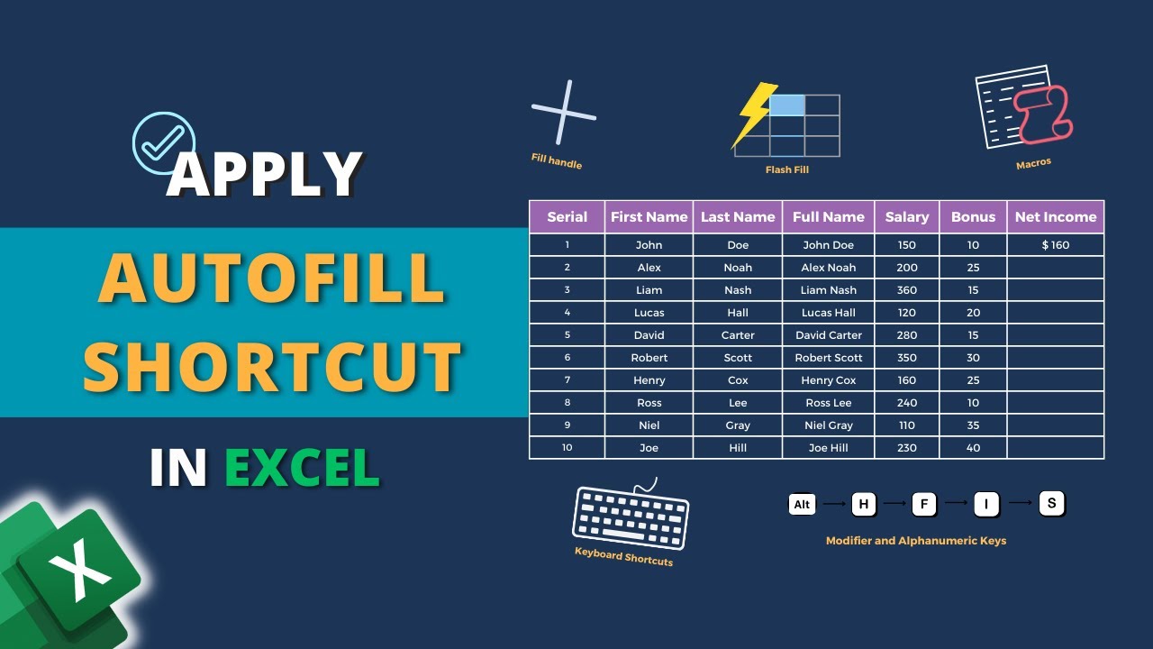 Apply AutoFill Shortcut in Excel