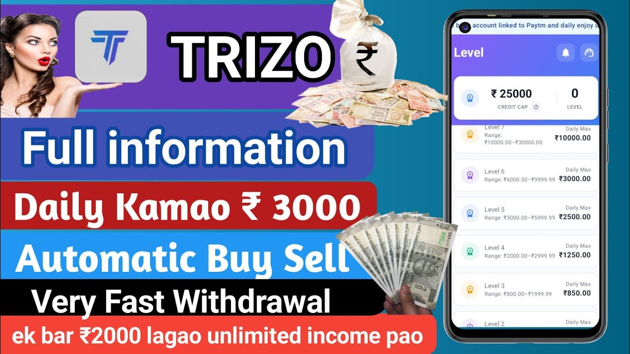 TRIZO app se paise kamaye daily ₹ 3k ₹ 4k one time deposit automatic buy sell profit ad your wallet 