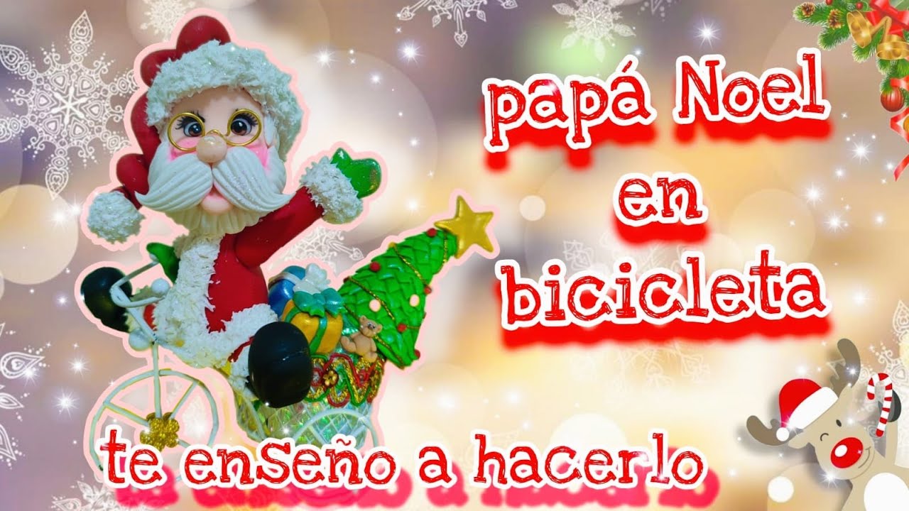 papa Noel en porcelana fría montando bicicleta| QUE TIERNO ARTE