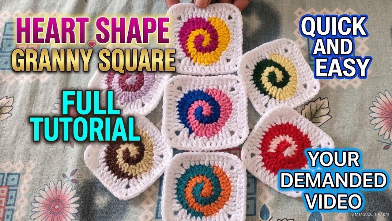 Very beautiful crochet heart shape granny square|your demanded video | @savitacrosiaartist