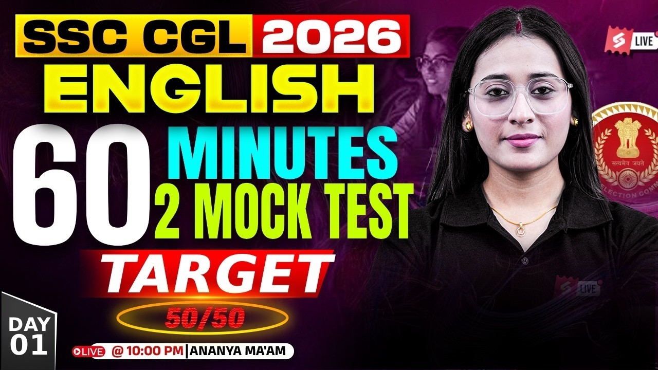 SSC CGL English Classes 2026 | SSC CGL English Mock Test 2026 | SSC CGL English by Ananya Mam