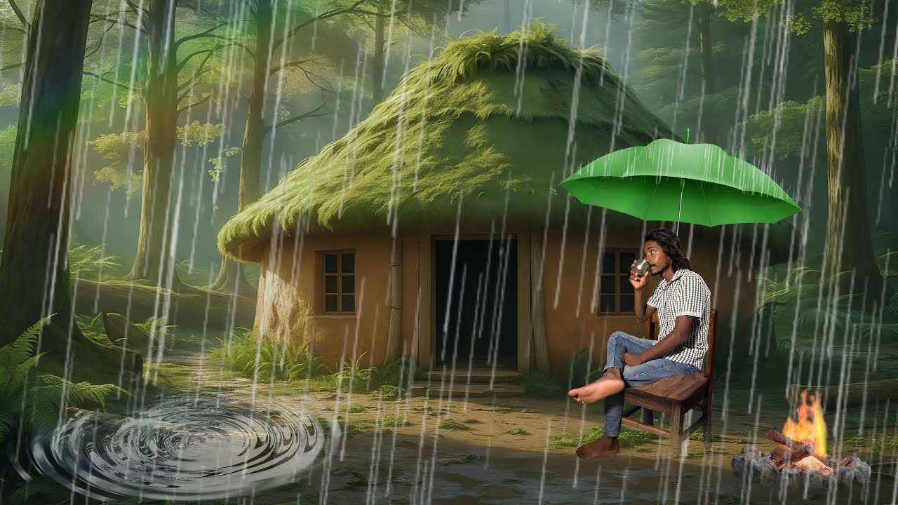 बारिश सें बचने के लिए बनाया  forest 🌳 me banaya Natural shelter ( 24 hours survive @JHCampCore  )