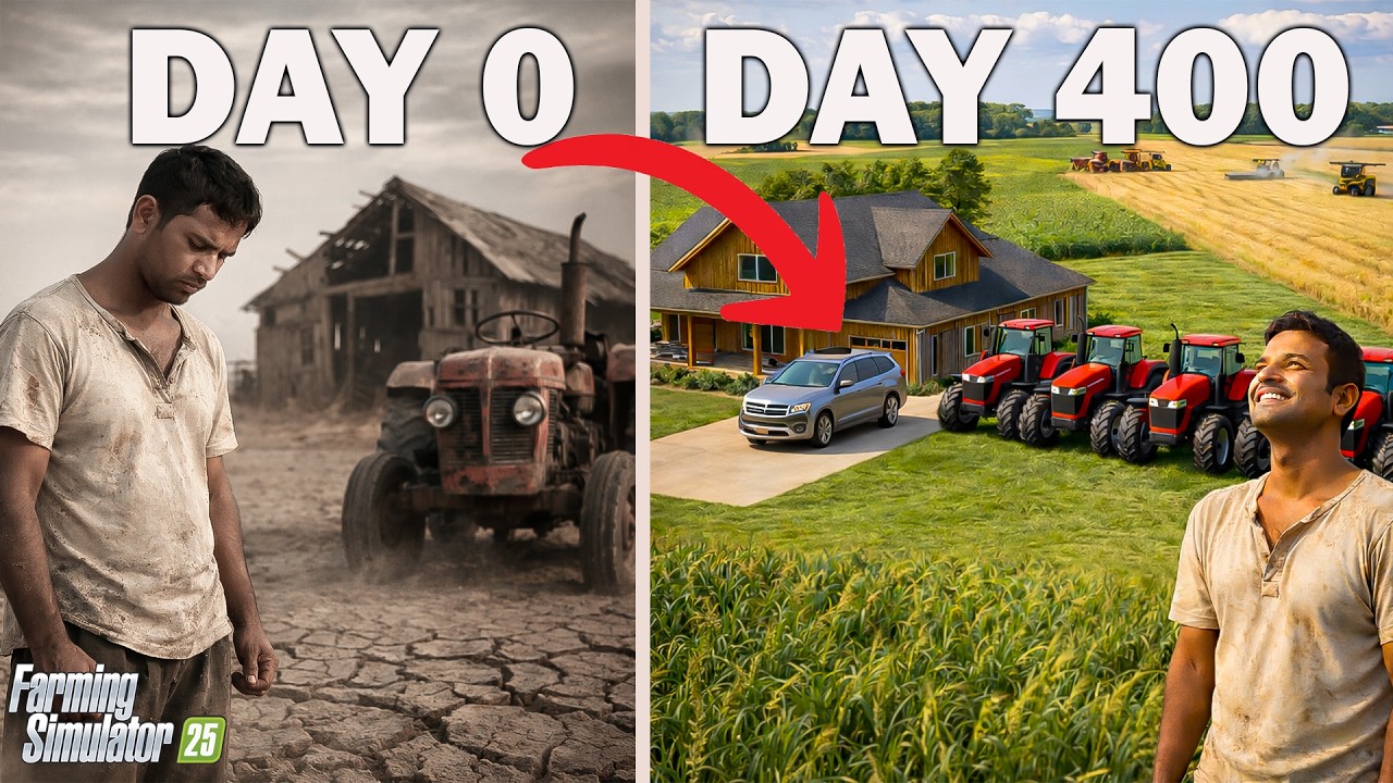 I Survived 400 DAYS on the FLAT MAP with $0 ! Here's What Happened!? Farming Simulator 25