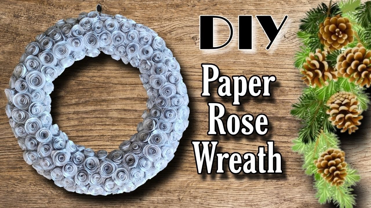 How to make paper rolled roses wreath - DIY paper flowers wreath from scratch