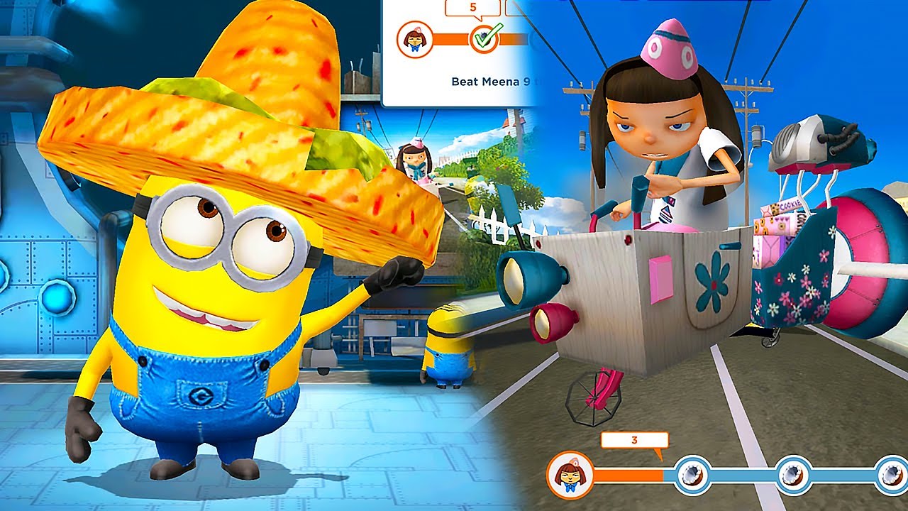 Tortilla Chip Hat Minion Vs Meena in lvl 286. Boss battle in Minion rush game