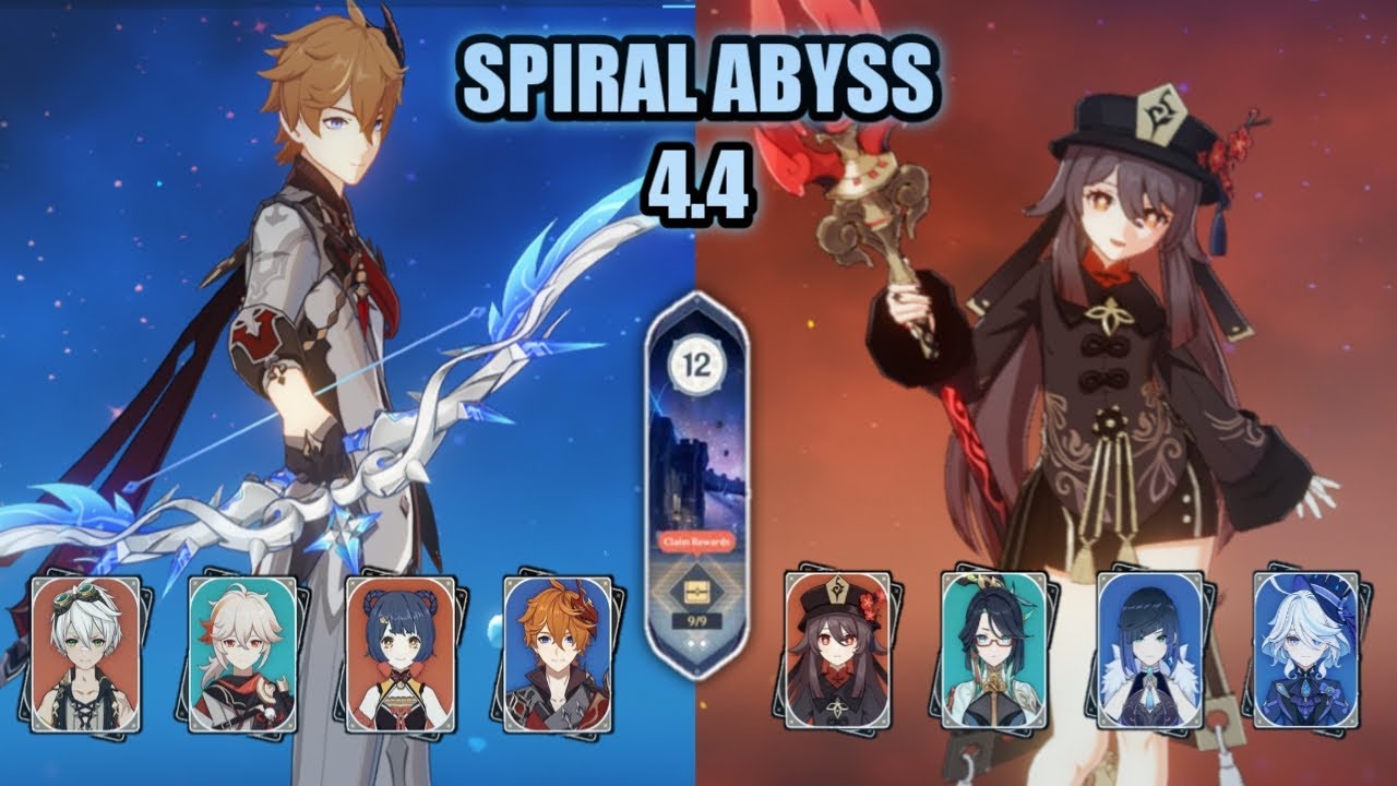 International Childe & Plunge Hu Tao Xianyun Double Hydro spiral abyss 4.4 floor 12 game play