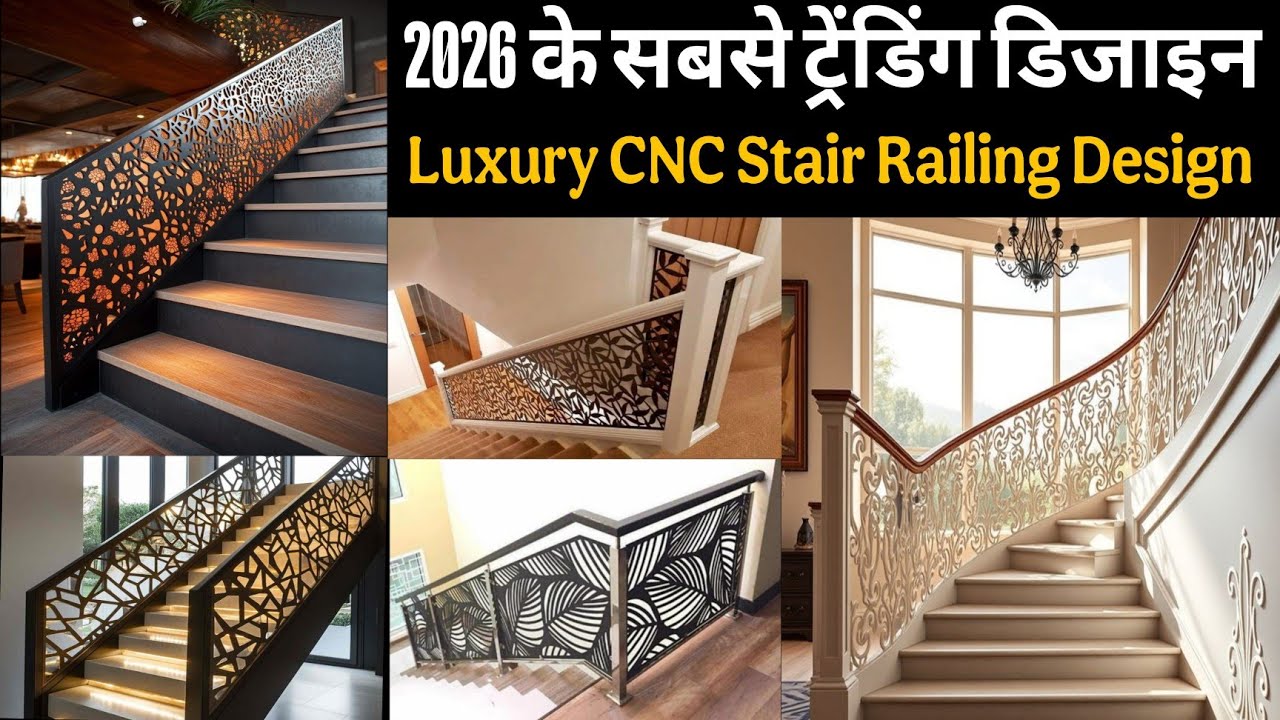 Luxury CNC Stair Railing Design / Modern CNC railing design / Laser Cut Stairs Handrails #railing