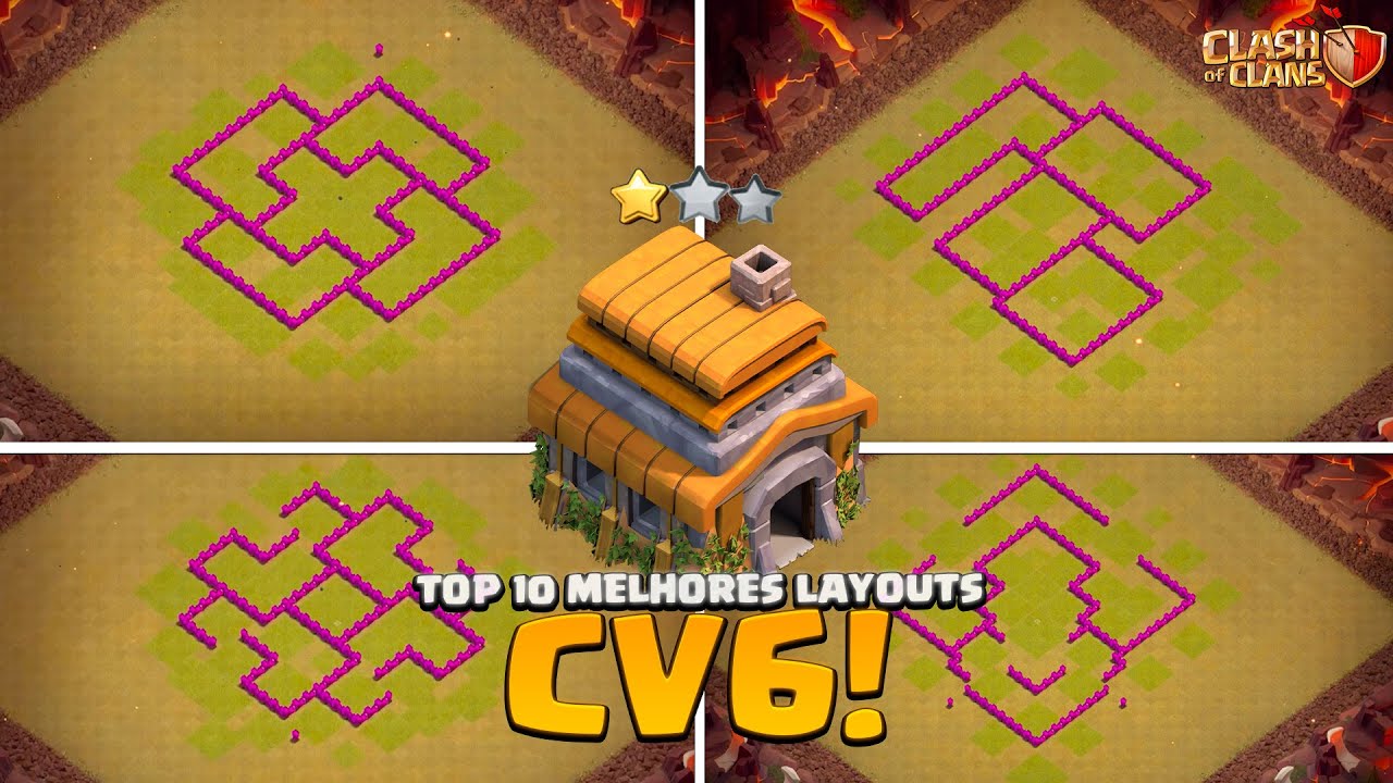 MELHORES LAYOUTS CV6 PARA FARM, PUSH E GUERRA NO CLASH OF CLANS!