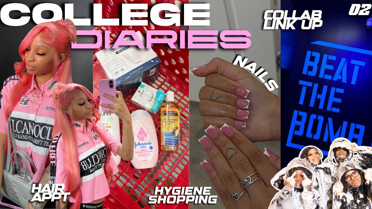 COLLEGE DIARIES 02🎀| class, hair appt, hygiene shopping, collab links, nails, + more! Malia jai 