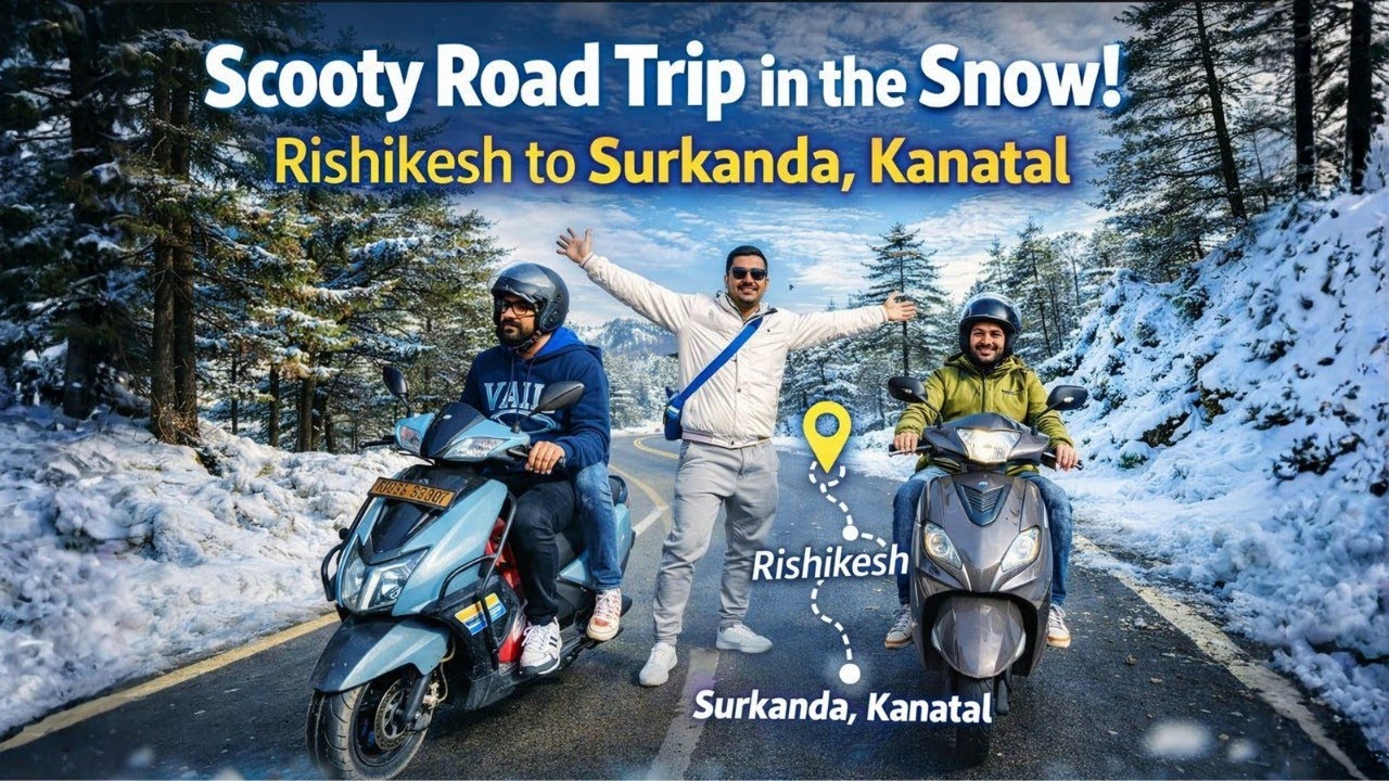 Scooty Road Trip in Snow ❄️ | Rishikesh to Surkanda Devi, Kanatal | Snow Ride Adventure
