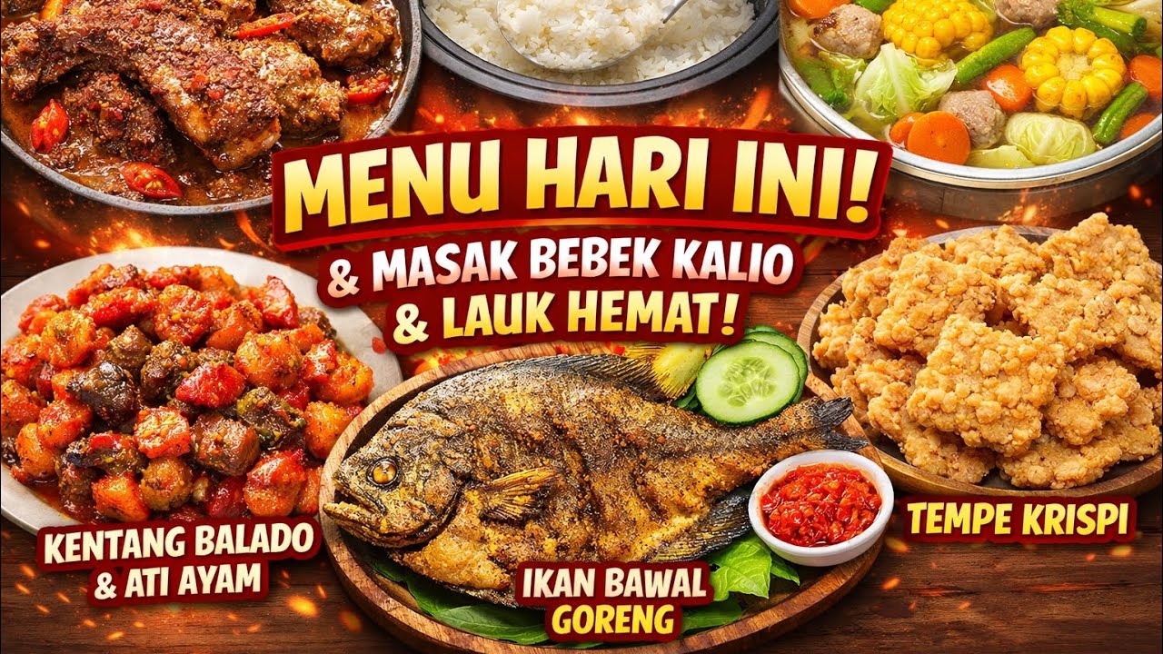 Masak Menu Komplit Hari Ini! Bebek Kalio, Kentang Balado Ati, Bawal Goreng & Tempe Krispi