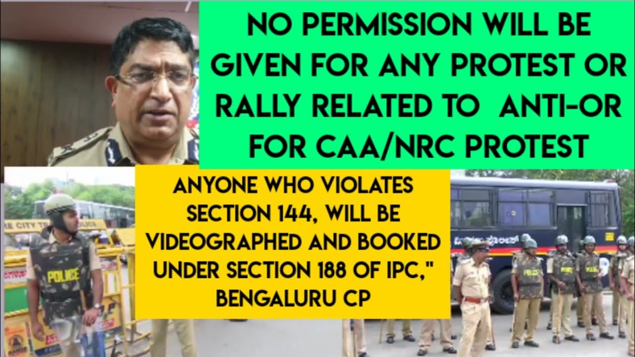 Section 144  imposed throughout Bengaluru including Rural Dist.from 6 am today for the next 3 days