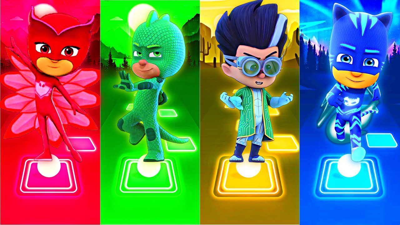 Romeo and Pj Masks - CatBoy 🆚️ Owlette 🆚️ Gekko - Cover Songs in Tiles Hop Game