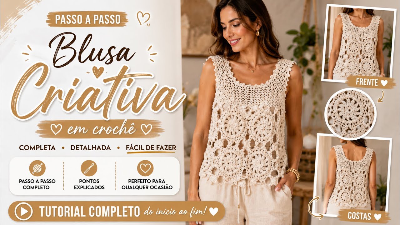 Blusa de Crochê Criativa Parte 1