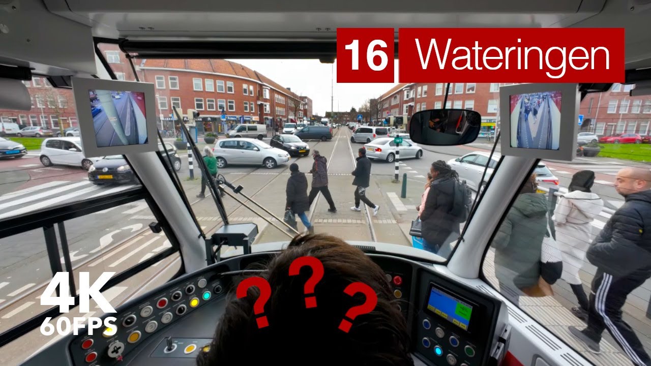 Cutting through rush hour traffic | 🚊 HTM Line 16 | 🇳🇱 The Hague | 4K Tram Cabview | Siemens Avenio