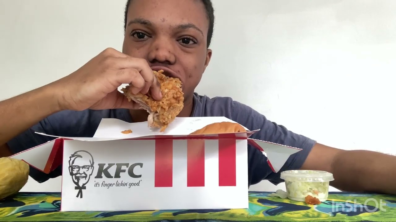 Guys we are having kfc ..spicy chicken and bbq zinger with corn and coslaw 