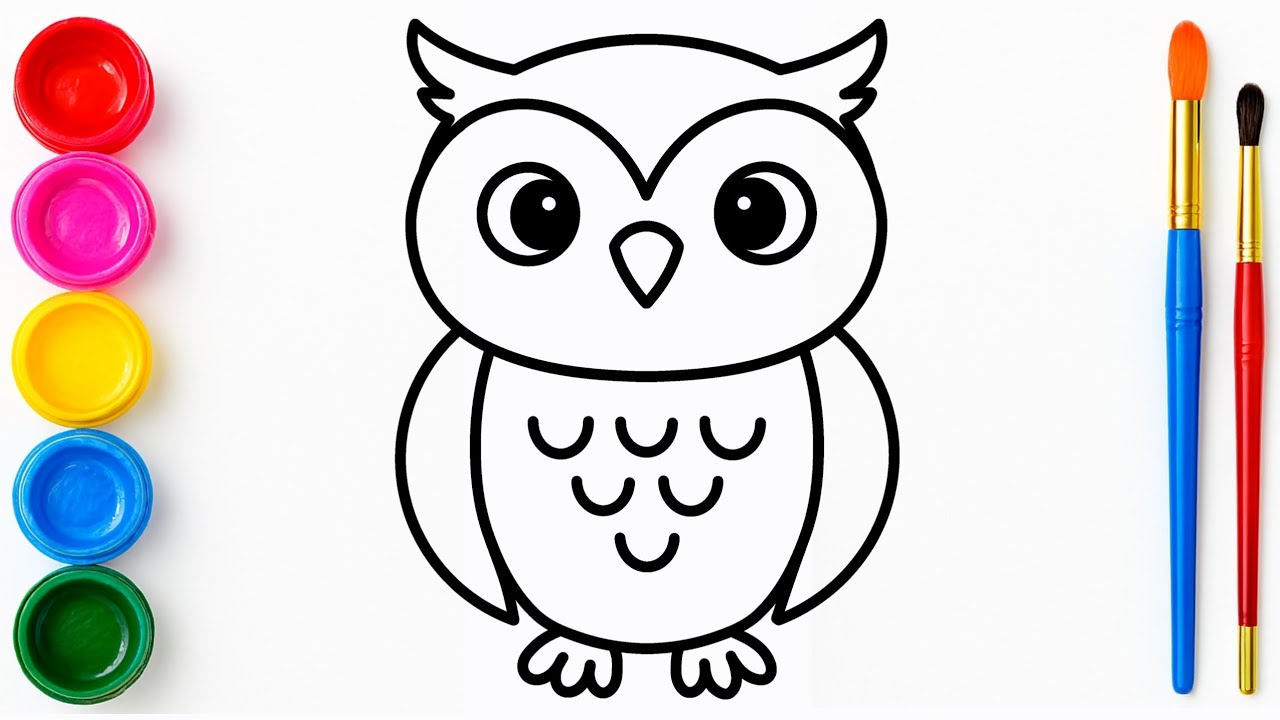 رسم بومة لطيفة للأطفال | تلوين سهل خطوة بخطوة | تعليم الرسم للمبتدئين | Draw a Cute Owl for Kids