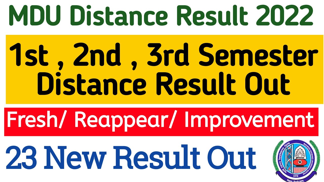 Mdu Distance 1st & 2nd semester Result out 2022 | Mdu distance 3rd semester result out 2022