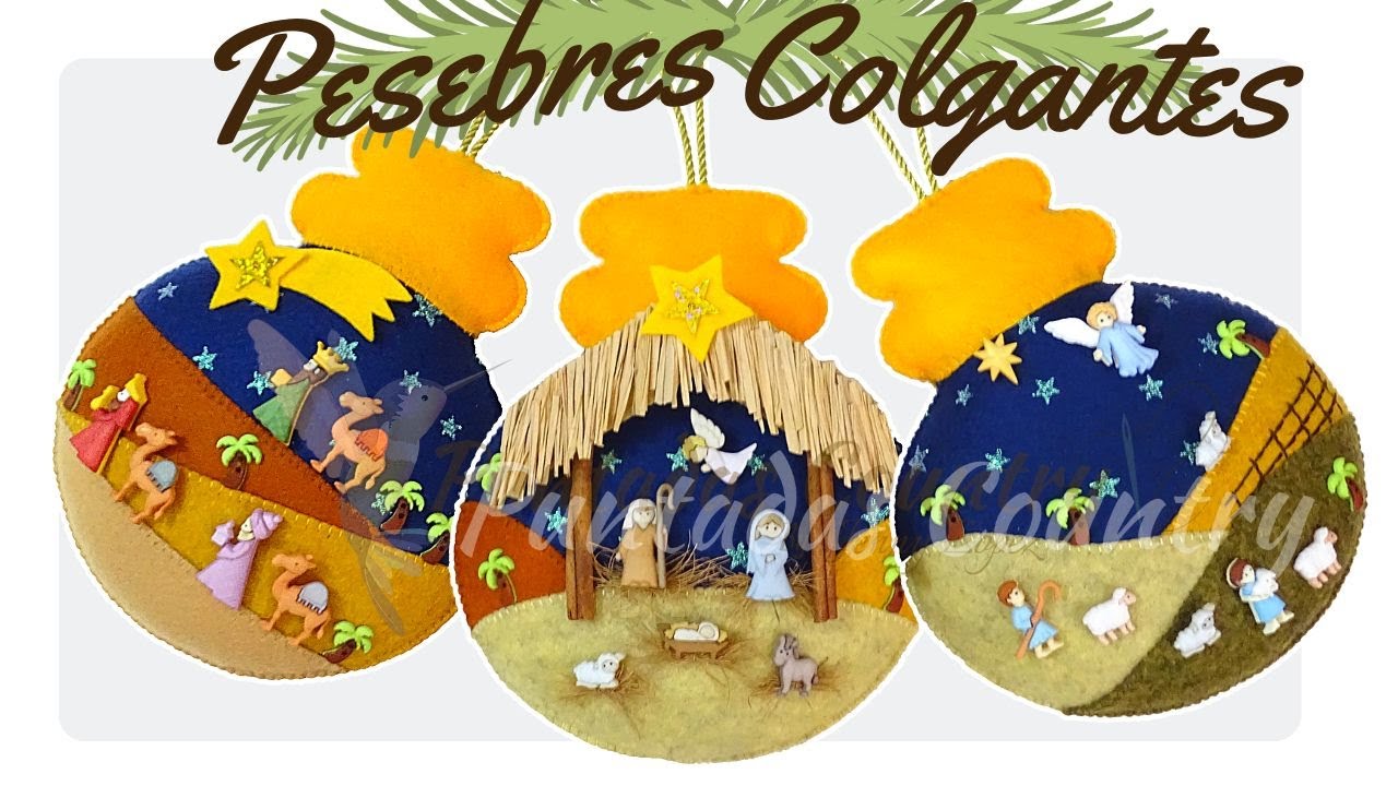 Fieltro Manualidades NAVIDEÑAS ✨Esferas mini pesebre