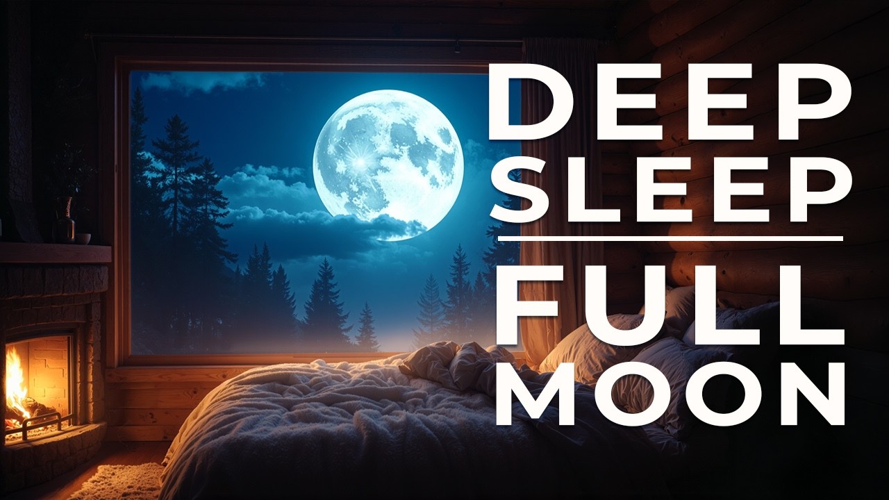 Full Moon Over Pine Forest | Warm Fireplace Bedroom Ambience for Unwinding