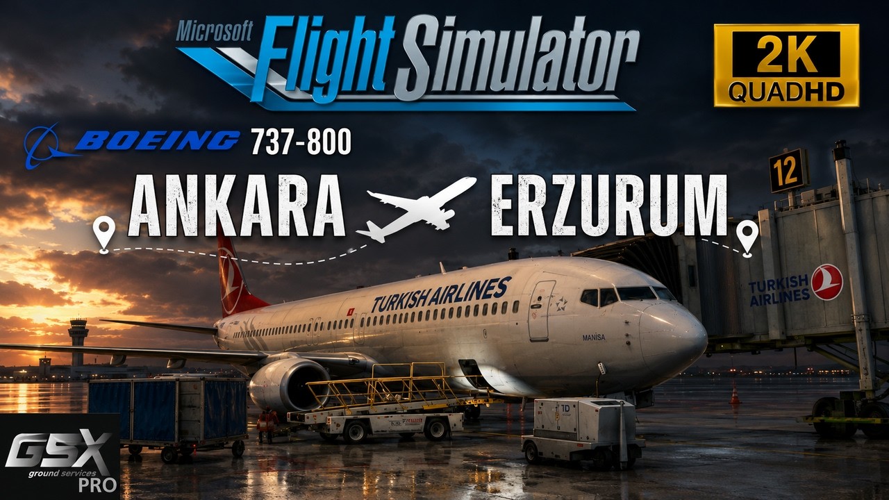 Ankara - Erzurum Airport Landing İniş | Turkish Airlines PMDG Boeing 737-800 | MSFS 2020
