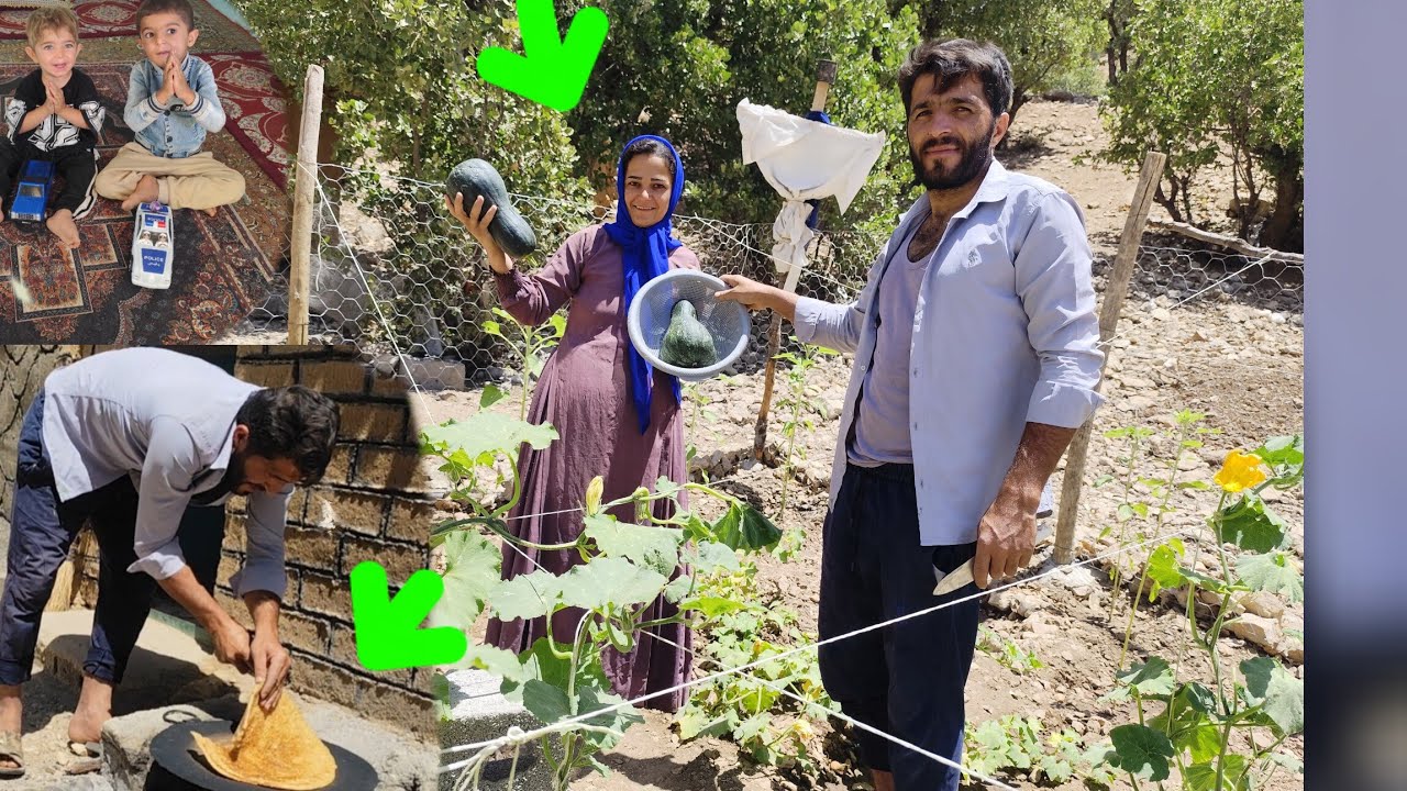 Our first impression of the mountain garden! Traditional cooking and real nomadic life 🥒