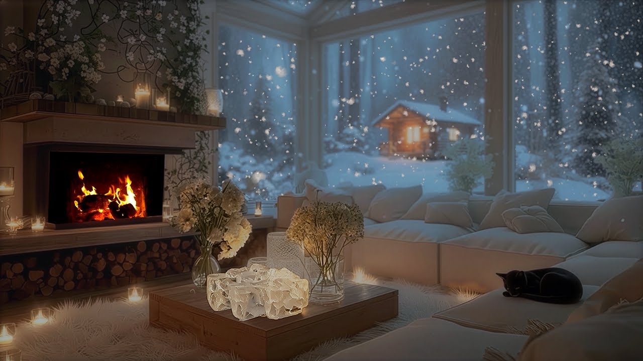 🎹❄️Quiet Winter Piano Lounge Snow Outside, Fire Inside｜Let the night hold you.