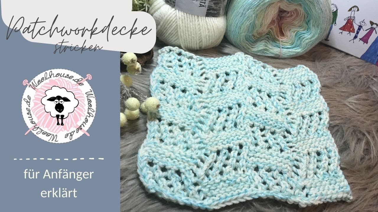 Schiefes Schachbrettmuster stricken / Grannydecke Teil 8