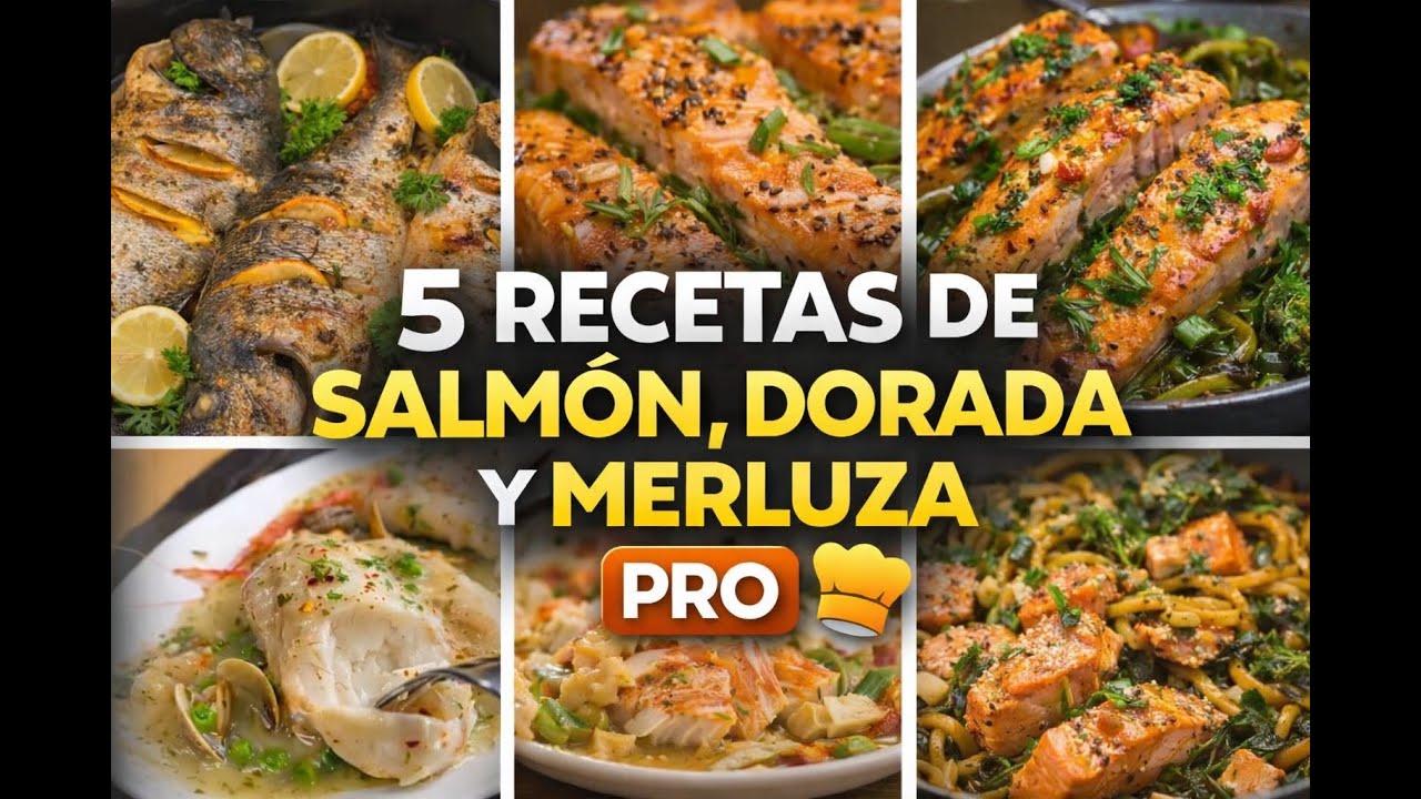 5 Recetas de Pescado FÁCILES y Deliciosas | Dorada, Merluza y Salmón (Paso a Paso)