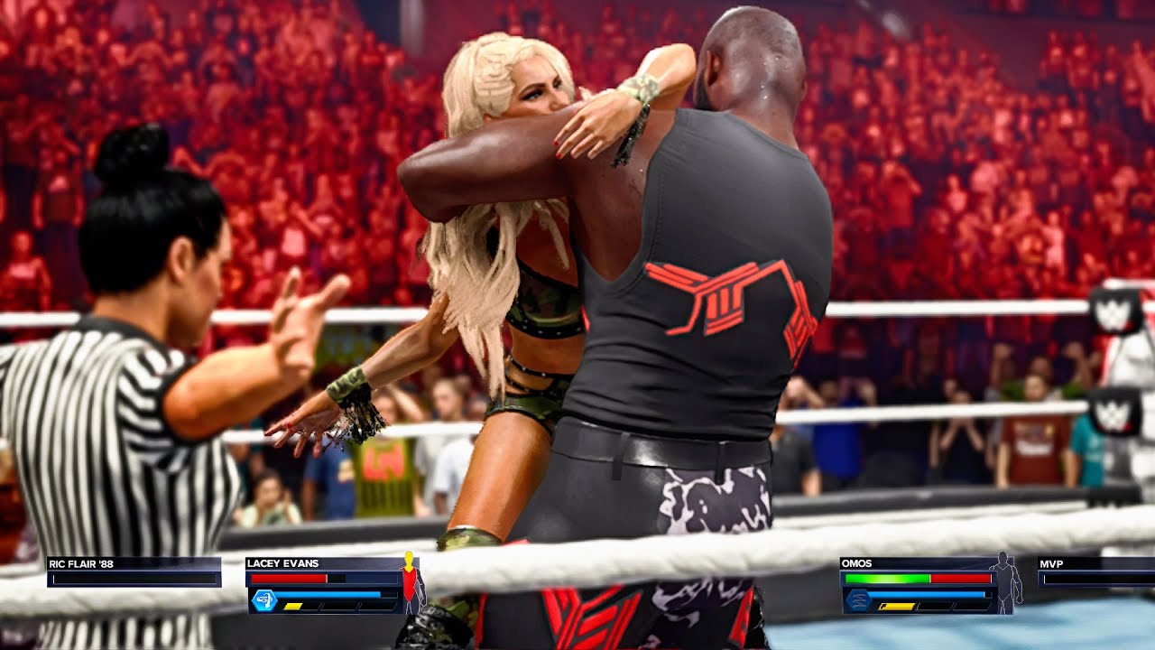 WWE 2k23: Lacey Evans '23 vs Omos 1, intergender wrestling