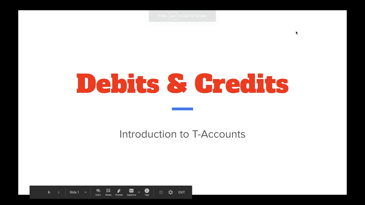 Debits and Credits - T accounts