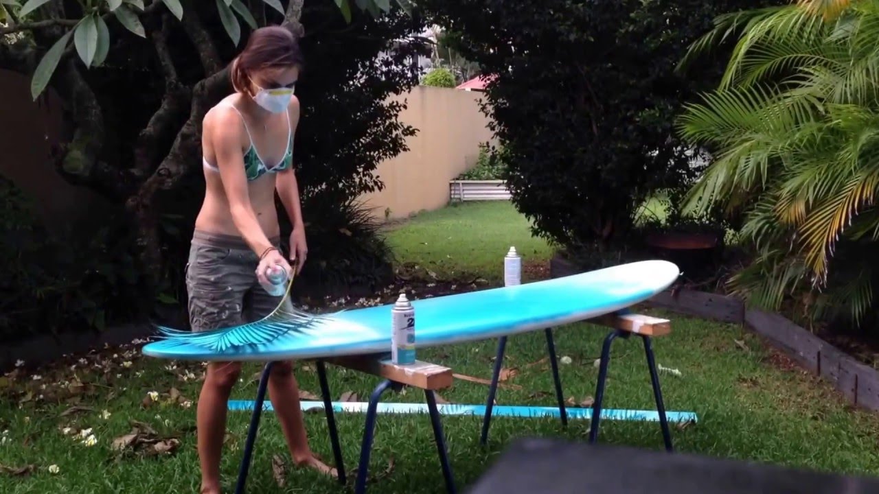 How to spray paint a mini mal surfboard!