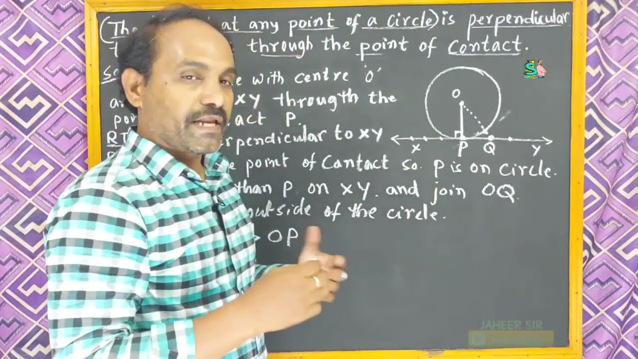 THE TANGENT AT ANY POINT OF A CIRCLE IS PERPENDICULAR TO THE RADIUS THROUGH THE POINT OF CONTACT