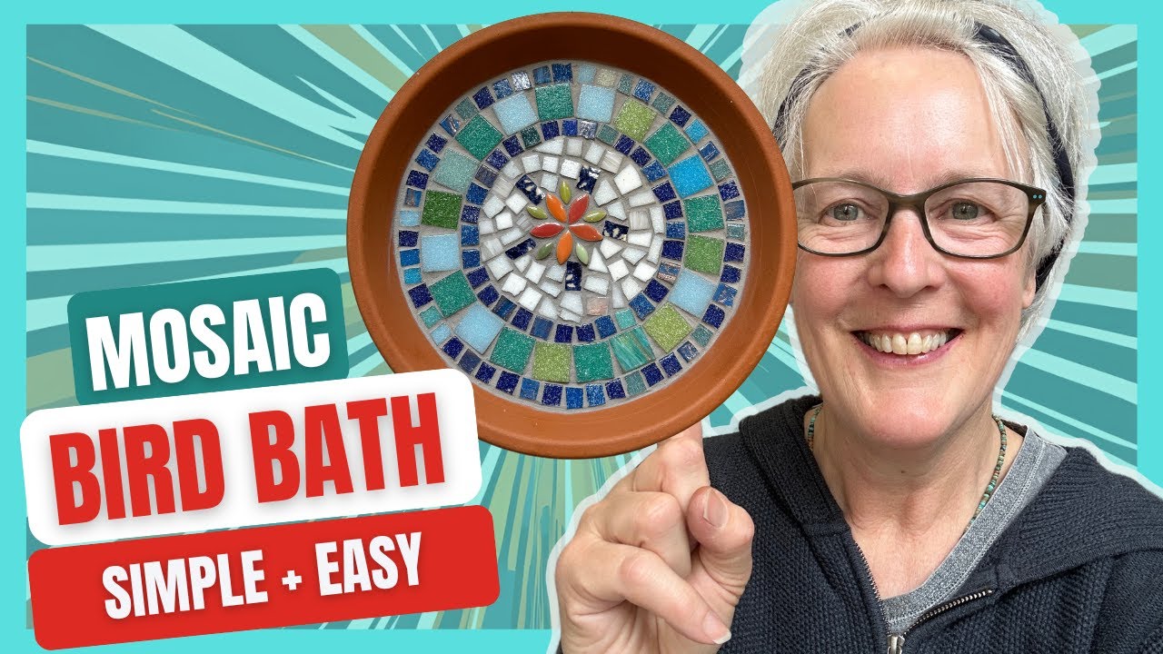 MAKE A MOSAIC BIRD BATH | Simple, easy, no-cut project for beginners