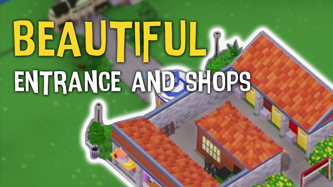 Building A BEAUTIFUL Entrance And Shops In Parkitect! (Speed Build #1)