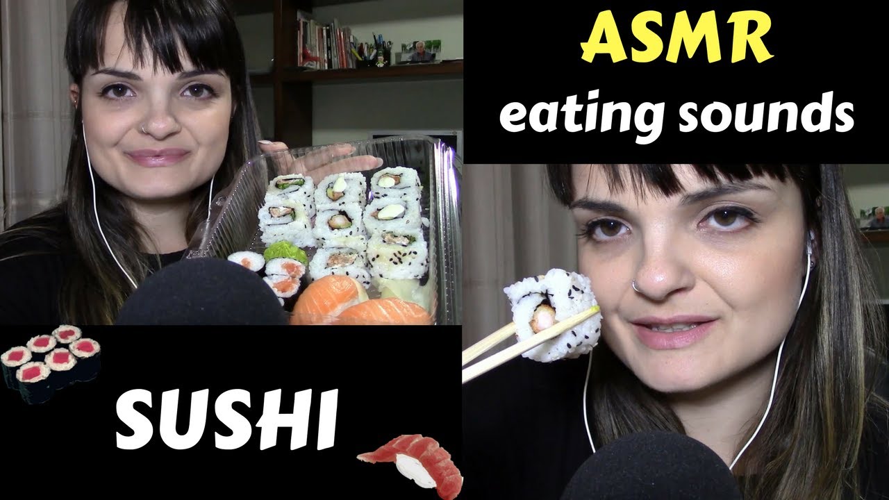 ASMR Eating Sushi 🍣 🍙 Eating sounds, drinking sounds, ita whispering