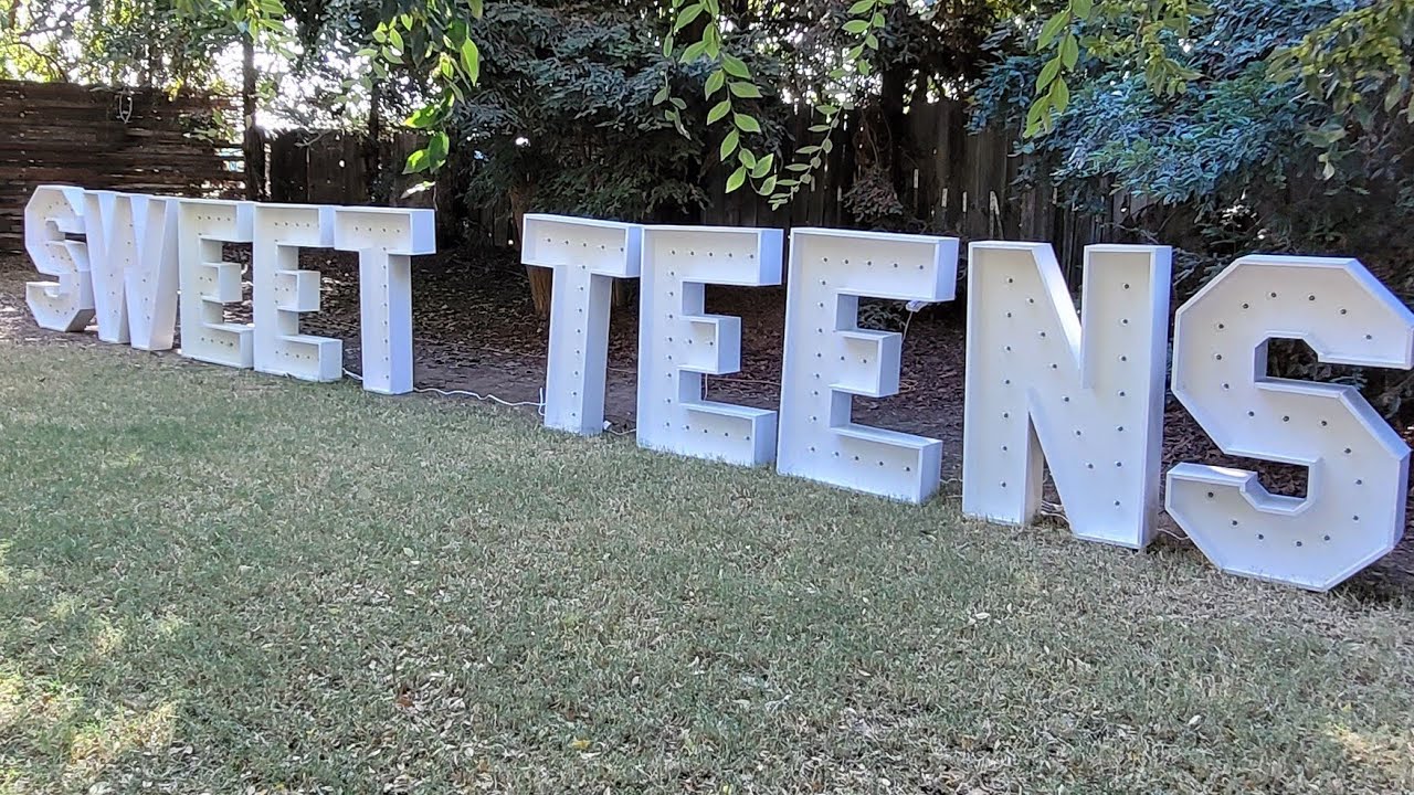 Como hacer letras gigantes de 4 pies W S T E  SWEET TEENS sweet 16 Quinceañera Marquee letters DIY