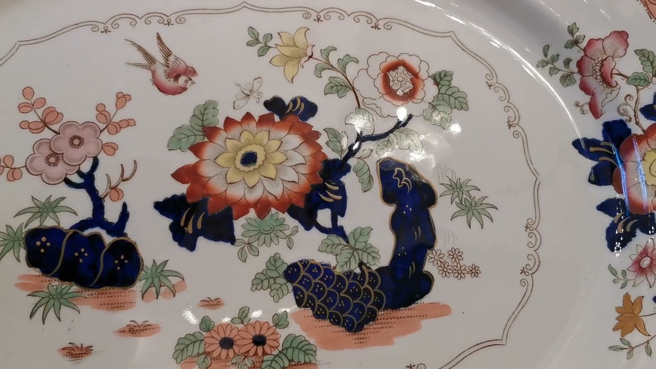 Magnificent G L Ashworth Antique English Ironstone China B9178 pattern 18.5-inch Platter 1861 - 1890