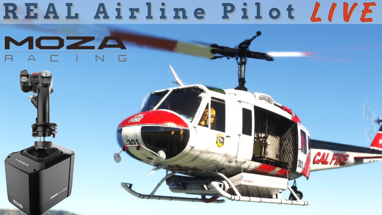 Cal Fire | Moza Flight | MH16+UH1 Huey | FFB MSFS | Real Pilot | #msfs2020 #mozaflight #mh16 #ab9