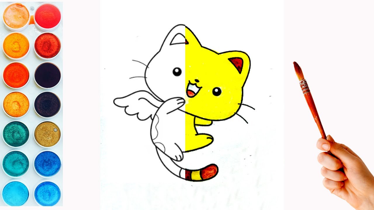 Angel Cat Coloring for Kids and Toddlers, Fun and Easy