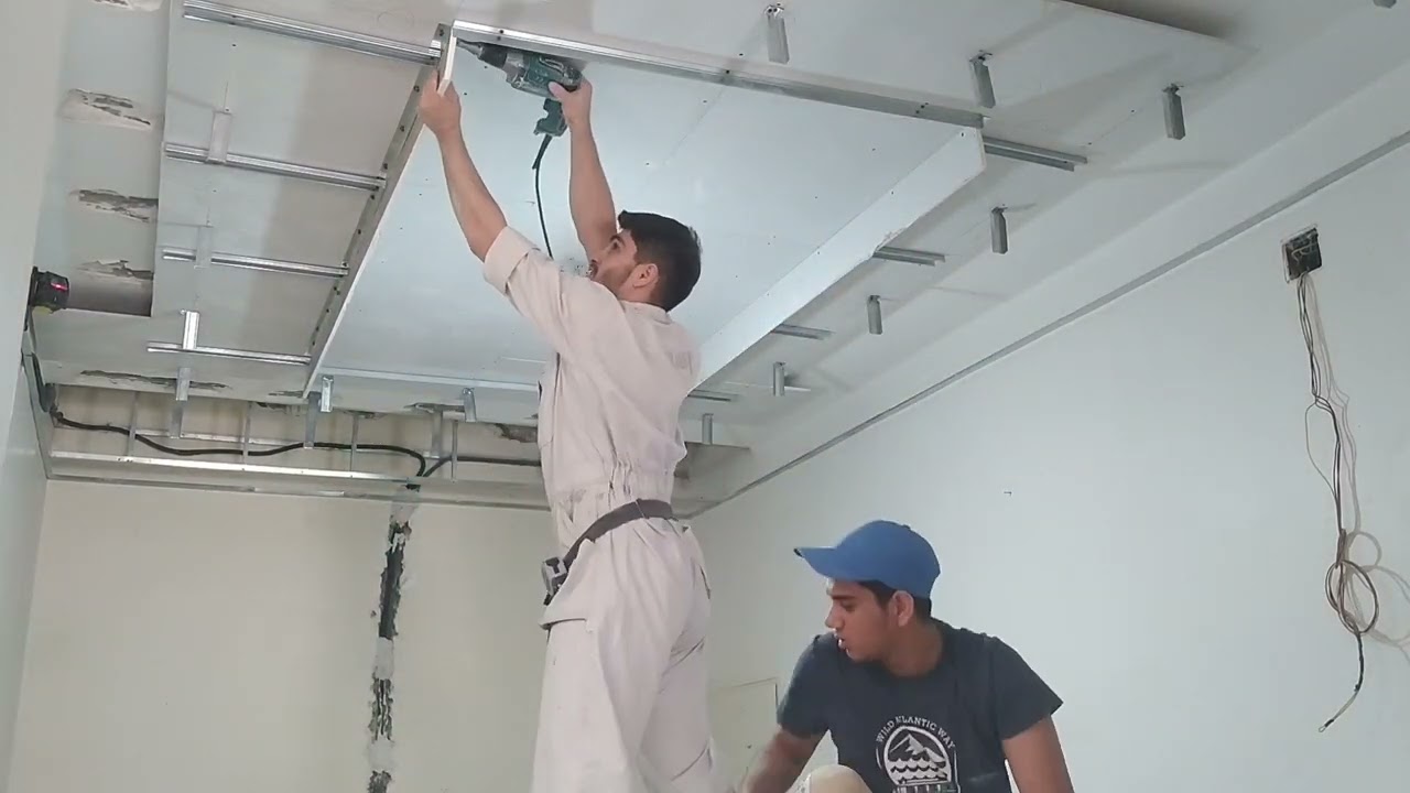 creating a design on drywall.اجرای طرح کناف سقف ساده
