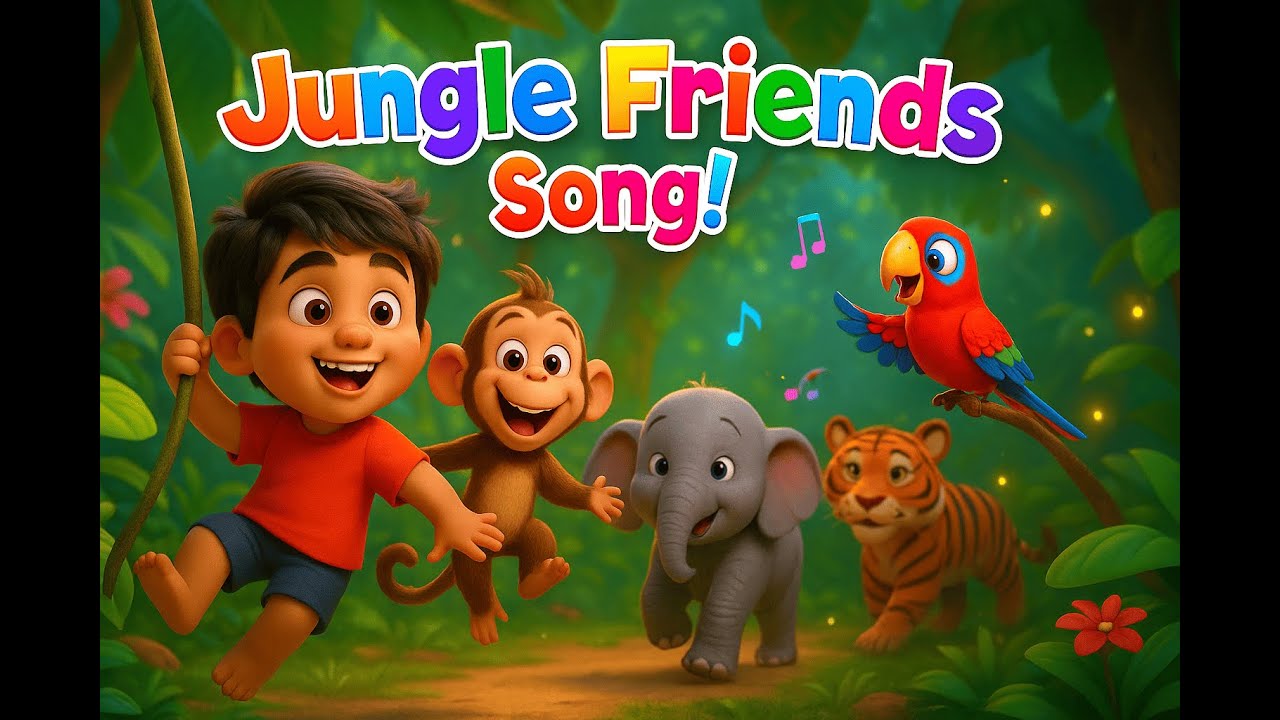 Jungle Friends: A Fun Animal Adventure Song for Kids | Monkey, Elephant, Parrot & Tiger!