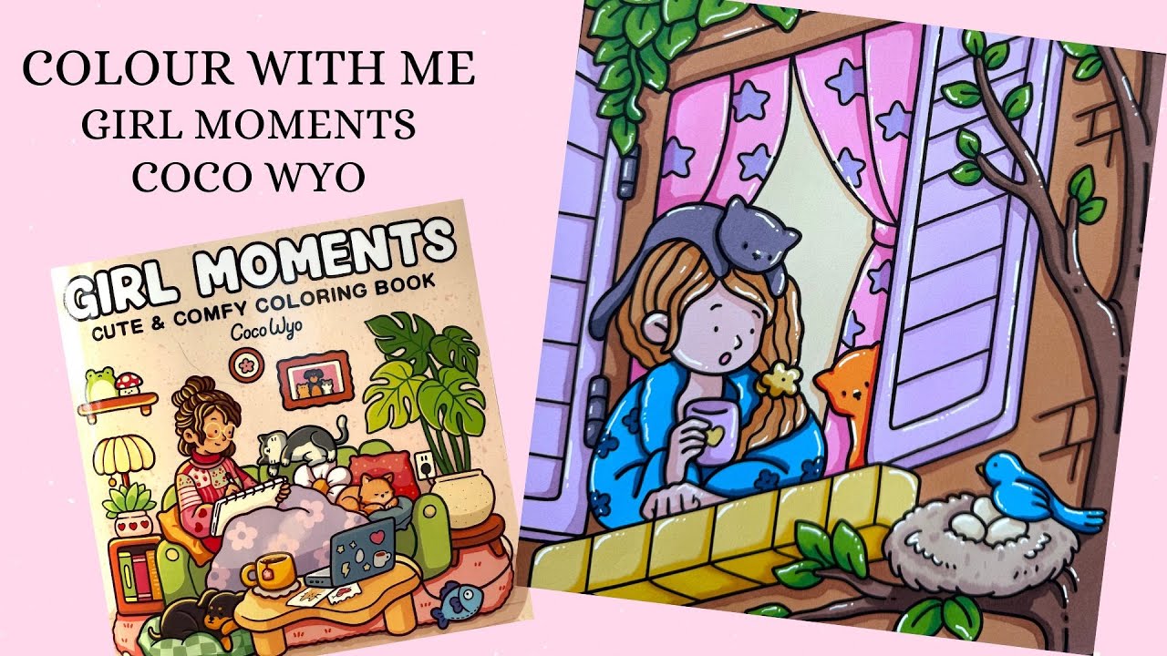 Girl moments - Coco Wyo 🌸 Cozy Colour with me 🌸 Ohuhu alcohol markers 🌸 Tutorial 🌸 Bluebird