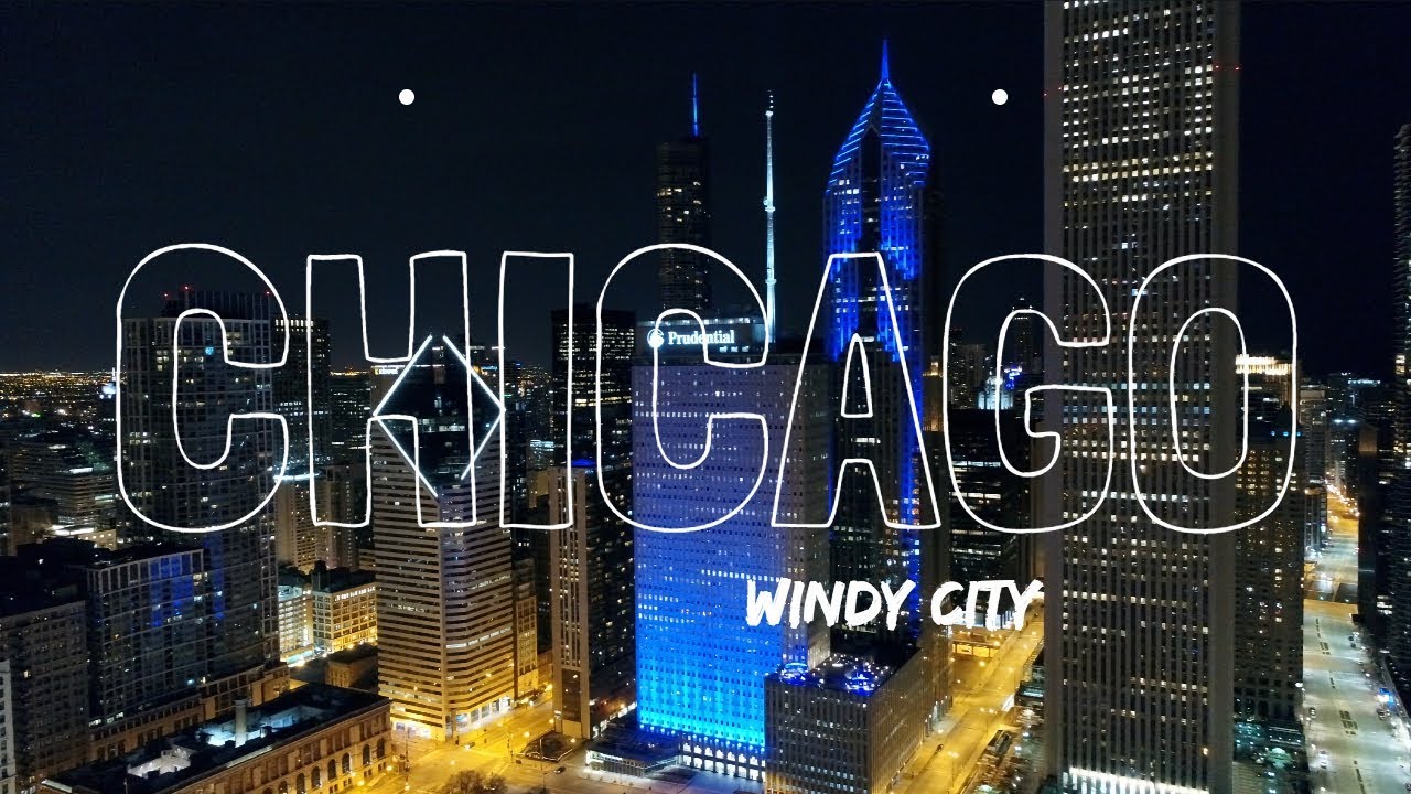 Chicago By Night 4K Drone Video